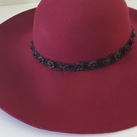 🆕️  Ana & Ava Boho Chic Wool Floppy Hat Burgundy - Picture 4 of 10
